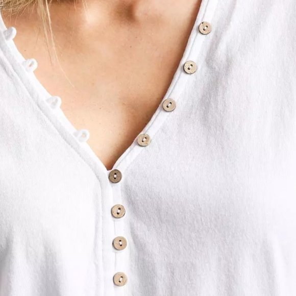 BKE Raw Edge V-Neck Henley - Picture 3 of 8